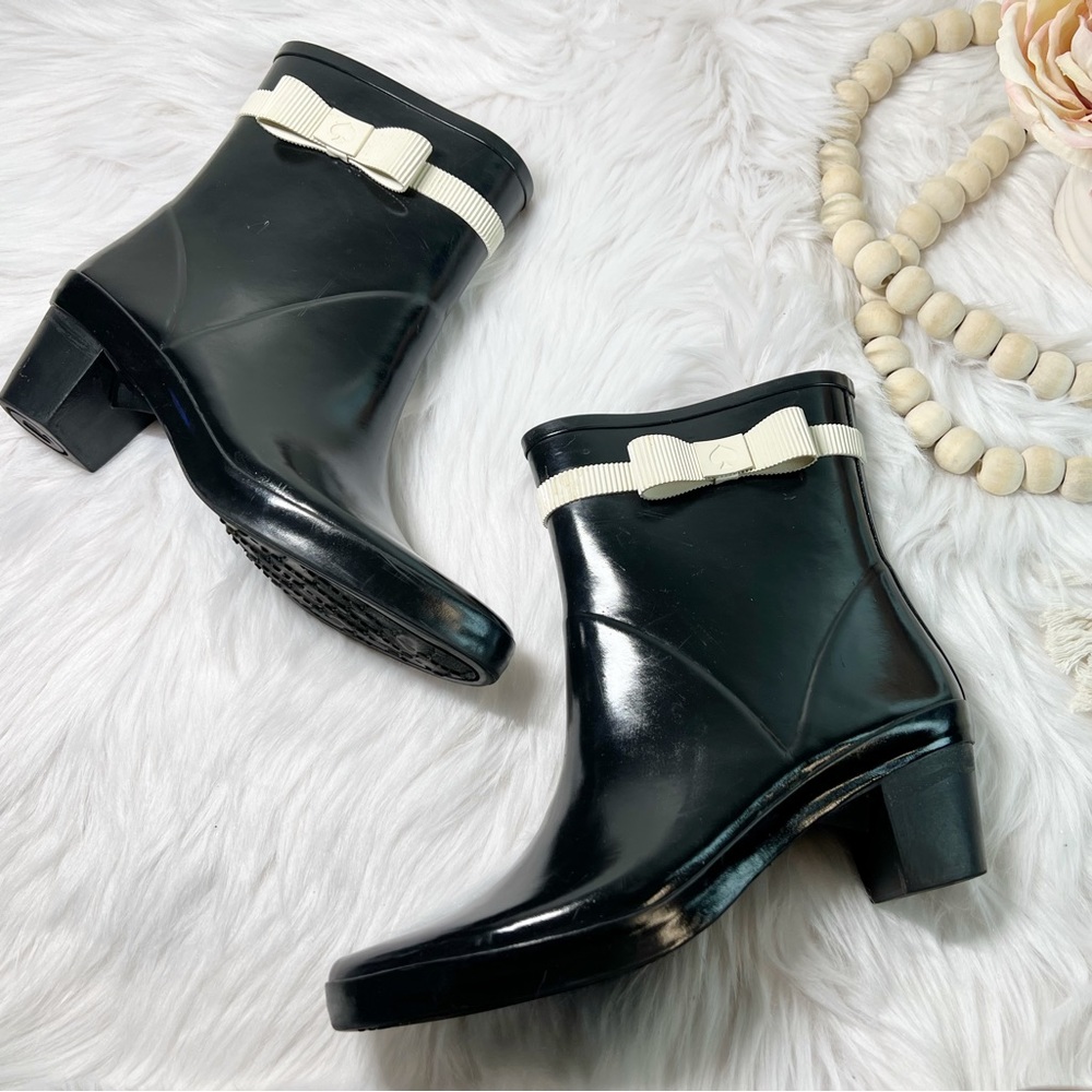 Kate Spade Paloma Bow high Gloss Rainboots Womens size 9